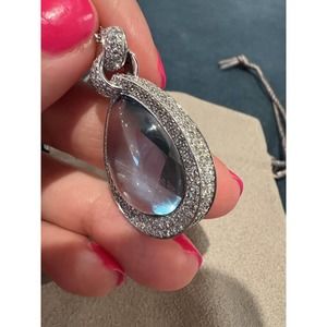 Chimento 18k Gold Diamond Blue Topaz Pendant Necklace